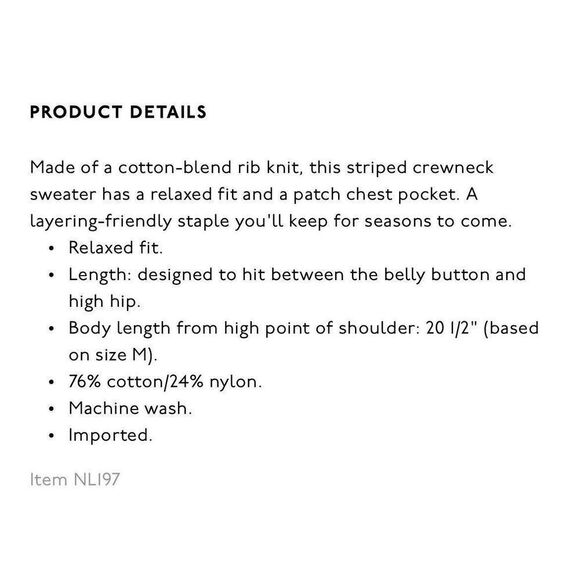 SOLD MADEWELL Sweater Womens Small Ribbed Pocket Knit Tee NEW Navy Stripe NL197 - Picture 3 of 10